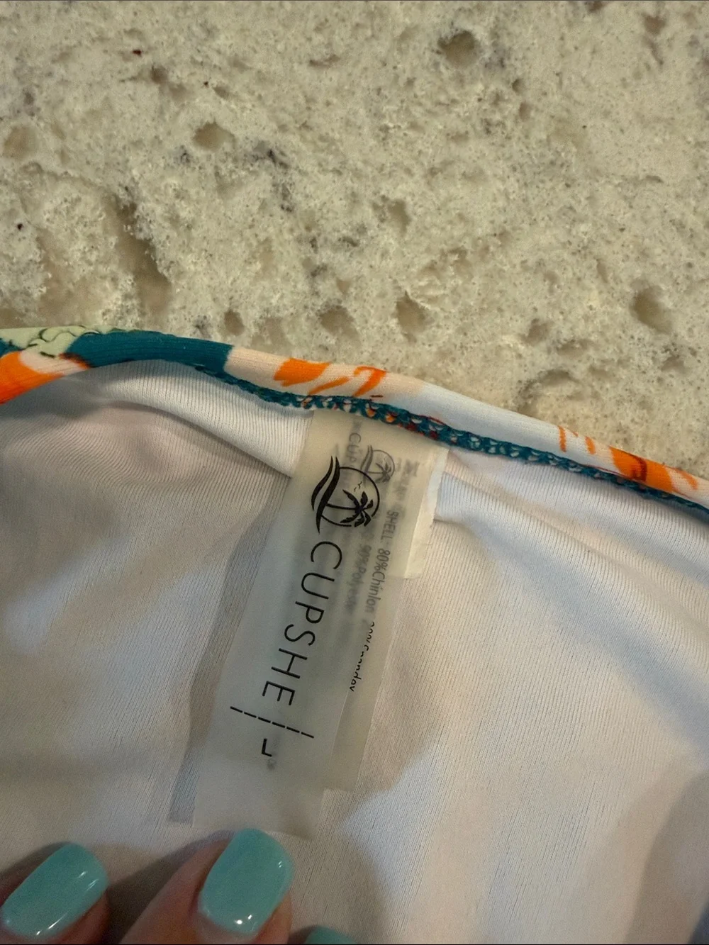 Cupshe Teal One-Piece Swimsuit with Orange Floral Accent